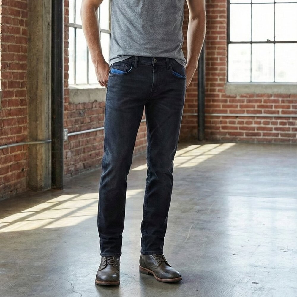 Zara Men's Dark Indigo Black Skinny Super Warm Jeans
